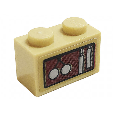 tan brick 1 x 2 with clock weights pattern sticker - set 75980