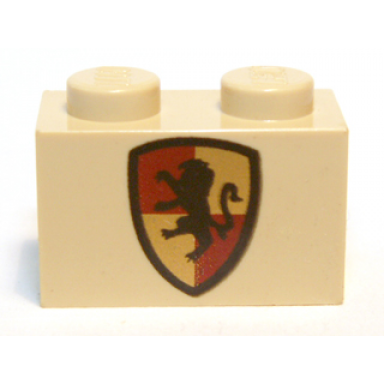 tan brick 1 x 2 with hp gryffindor shield pattern