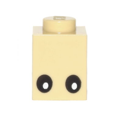 tan brick 1 x 1 with eyes black with white pupils pattern