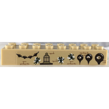 tan brick 2 x 8 with bats bricks cage and pixies pattern sticker - set 71043
