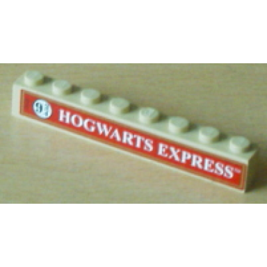 tan brick 1 x 8 with red hogwarts express platform 9 3 4 pattern sticker - set 4708