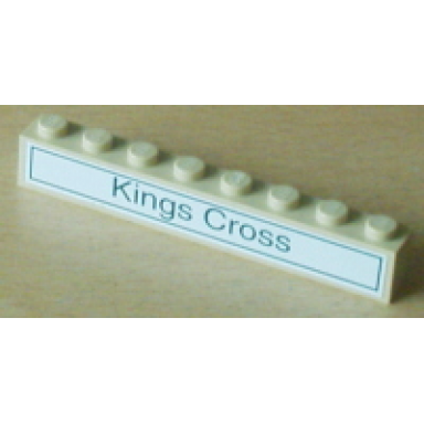 tan brick 1 x 8 with kings cross pattern sticker - set 4708