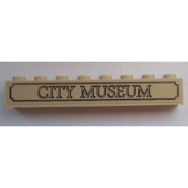 tan brick 1 x 8 with city museum pattern sticker - set 60008