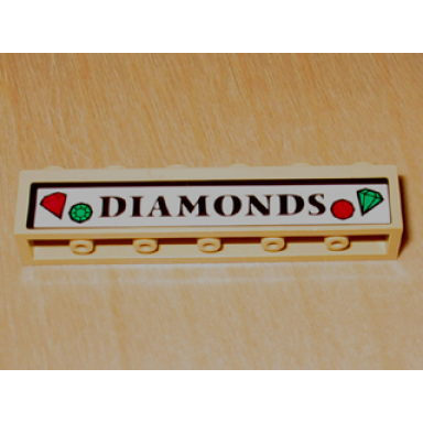 tan brick 1 x 6 with diamonds pattern sticker - set 4853