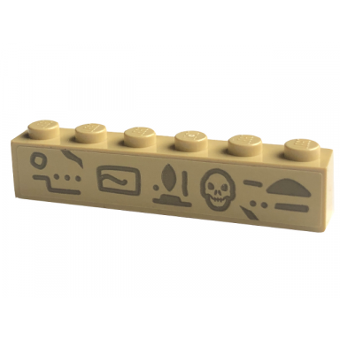 tan brick 1 x 6 with dark tan hieroglyphs ellipse in middle pattern sticker - set 77013