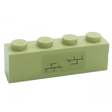 tan brick 1 x 4 with bricks pattern sticker - set 71043