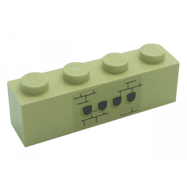 tan brick 1 x 4 with shields and bricks pattern sticker - set 71043