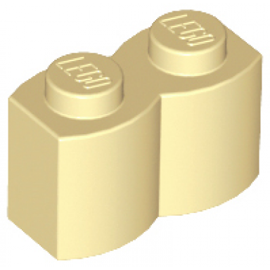 tan brick modified 1 x 2 with log profile