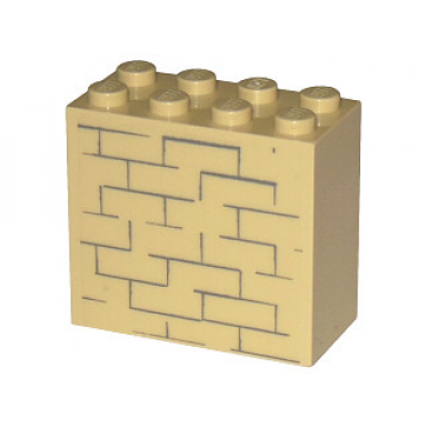 tan brick 2 x 4 x 3 with bricks pattern sticker - set 4852