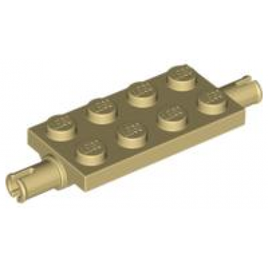 tan plate modified 2 x 4 with pins and thin angled supports