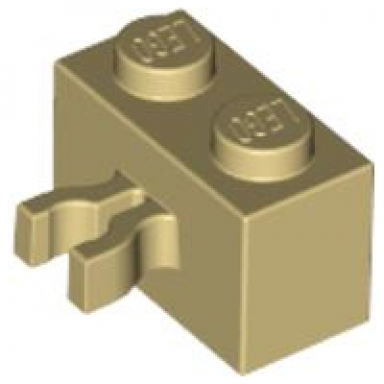 tan brick modified 1 x 2 with split u clip thick vertical grip