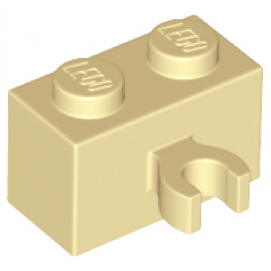 tan brick modified 1 x 2 with open o clip thick vertical grip