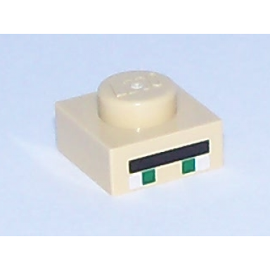 tan plate 1 x 1 with 2 green and 2 white squares long black rectangle pattern minecraft villager eyes