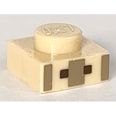 tan plate 1 x 1 with 3 dark tan rectangles and 2 black squares pattern minecraft villager mouth and nose