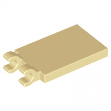 tan tile modified 2 x 3 with 2 open o clips