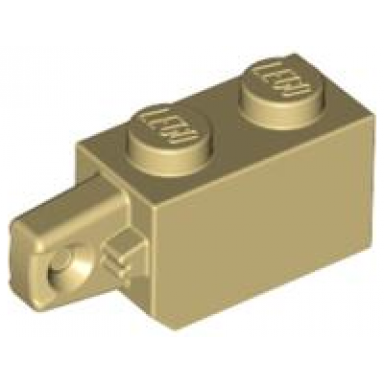 tan hinge brick 1 x 2 locking with 1 finger vertical end