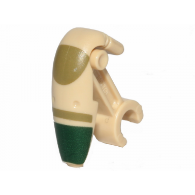 tan minifigure head modified mechanical sw battle droid with olive green and dark green insignia pattern