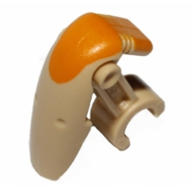 tan minifigure head modified mechanical sw battle droid with orange insignia pattern