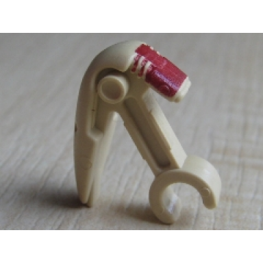 tan minifigure head modified mechanical sw battle droid with dark red insignia pattern