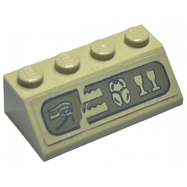 tan slope 45 2 x 4 with hieroglyphs pattern sticker - set 7327