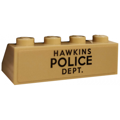 tan slope 45 2 x 4 with black hawkins police dept on tan background pattern sticker - set 75810
