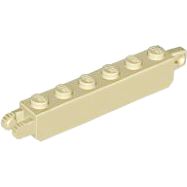 tan hinge brick 1 x 6 locking with 1 finger vertical end and 2 fingers vertical end