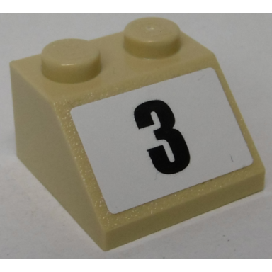 tan slope 45 2 x 2 with black number 3 on white background pattern sticker - set 8864