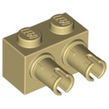 tan brick modified 1 x 2 with pins