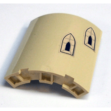 tan cylinder quarter 4 x 4 x 6 with castle windows higher window on right pattern stickers - set 3828