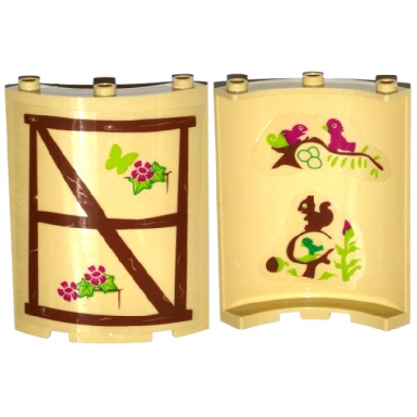 tan cylinder quarter 4 x 4 x 6 with birds squirrel on inside and wood window frame butterfly flowers leaves on outside pattern stickers - set 41054