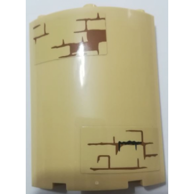 tan cylinder quarter 4 x 4 x 6 with brown brick wall pattern on upper left and lower right pattern stickers - set 75954