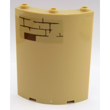 tan cylinder quarter 4 x 4 x 6 with brown brick wall pattern on upper left type 2 sticker - set 75954