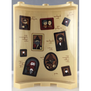 tan cylinder quarter 4 x 4 x 6 with bricks and nine portraits pattern on inside sticker - set 71043