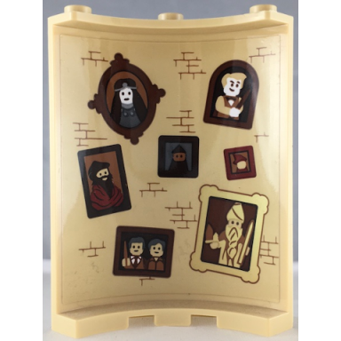 tan cylinder quarter 4 x 4 x 6 with bricks and seven portraits pattern on inside sticker - set 71043