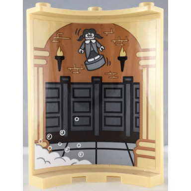 tan cylinder quarter 4 x 4 x 6 with stall doors torches and girl pattern on inside sticker - set 71043