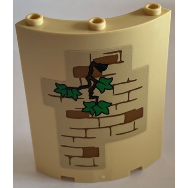 tan cylinder quarter 4 x 4 x 6 with medium nougat bricks and mortar with branch and green ivy leaves on outside and hogwarts coat of arms on inside pattern stickers - set 76401