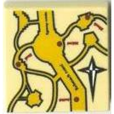 tan tile 2 x 2 with map hp marauders pattern