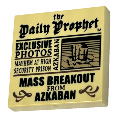 tan tile 2 x 2 with newspaper the daily prophet exclusive photos mayhem at high security prison and mass breakout from azkaban pattern