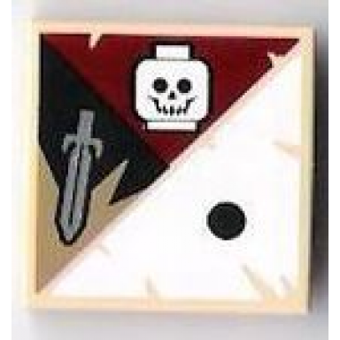 tan tile 2 x 2 with 1 black dot skull and sword pattern