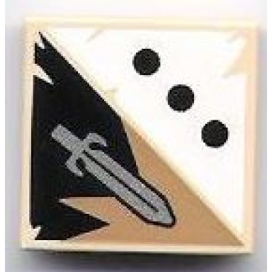 tan tile 2 x 2 with 3 black dots and sword pattern