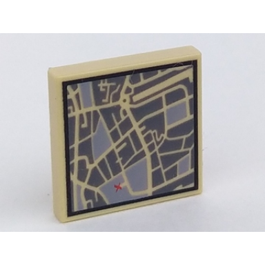 tan tile 2 x 2 with map street level with red x pattern