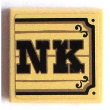 tan tile 2 x 2 with black nk on wood plaque background pattern sticker - set 70800