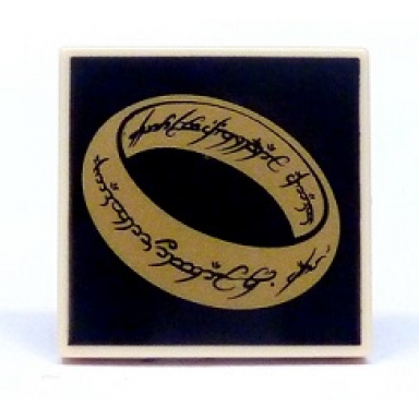 tan tile 2 x 2 with lotr gold ring on black background pattern