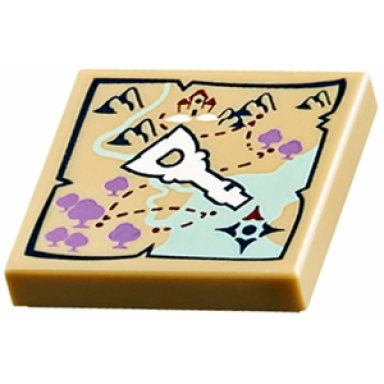 tan tile 2 x 2 with map and elven key pattern