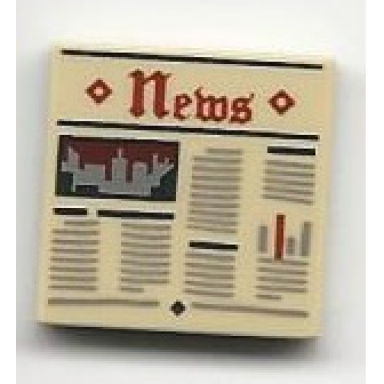 tan tile 2 x 2 with newspaper news pattern