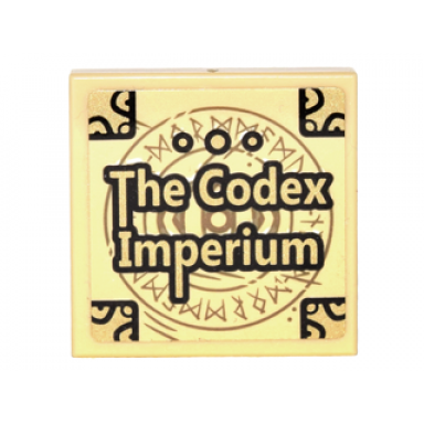tan tile 2 x 2 with book cover with gold corners runes and the codex imperium pattern sticker - set 76060