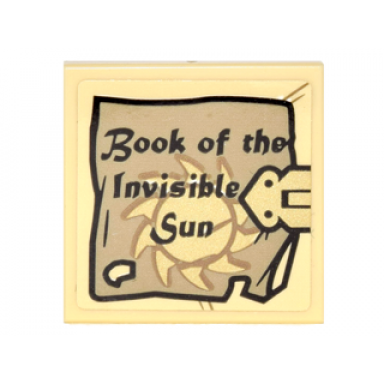 tan tile 2 x 2 with book cover with gold clasp sun with rays and book of the invisible sun pattern sticker - set 76060