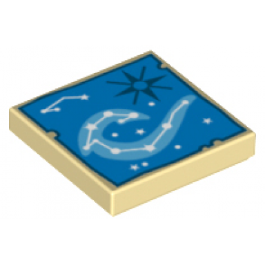 tan tile 2 x 2 with map constellations pattern