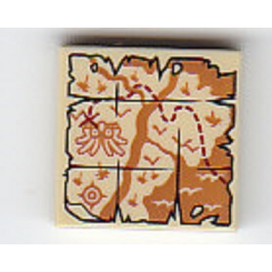tan tile 2 x 2 with map river mountains waves and red x pattern
