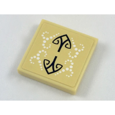 tan tile 2 x 2 with ornate black arrows and white dots design pattern sticker - set 41187